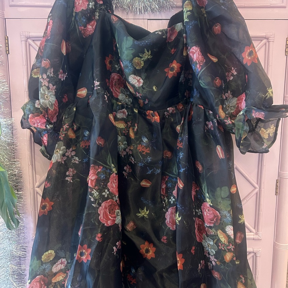 JessaKae 4X Black Floral Polly Dress